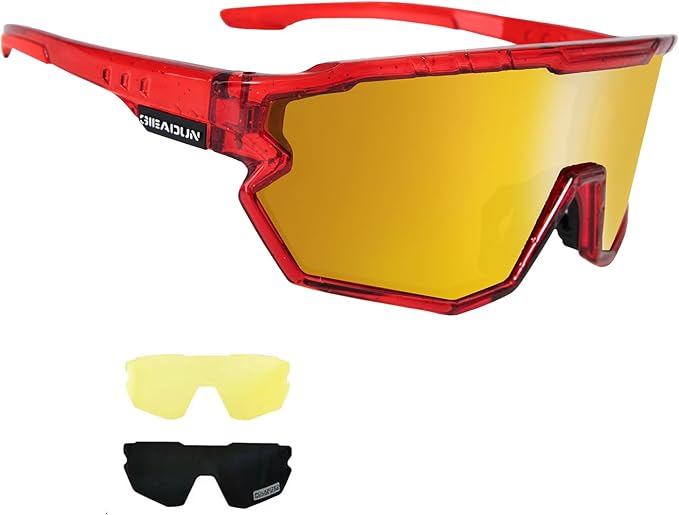 Sports Sunglasses Cycling Glasses Pink Polarized Glasses Baseball glasses with 3 lenses,Fishing,Ski Running Golf