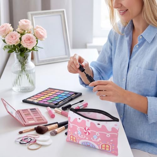 Meanplan 24 Pcs Christmas Makeup Bags Bulk Canvas Cosmetic Bag Gift