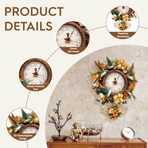 3D Puzzles for Adults Wooden Hummingbird Puzzle Clock Adult Crafts