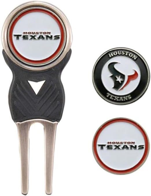 Team Golf NFL Divot Tool with 3 Golf Ball Markers Pack, Markers are Removable Magnetic Double-Sided Enamel