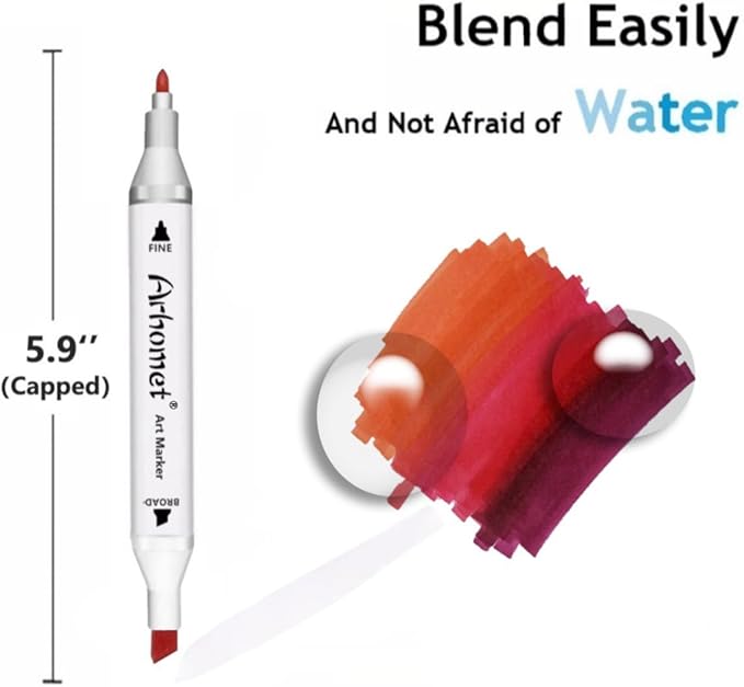 6 Colors Red Rose Flower Colors Alcohol Markers Set, Dual Tips Art Markers - Image 3