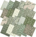 Hahafelt 10 Pcs Sage Green Quilting Fabric Bundles 20 x 20 Inch