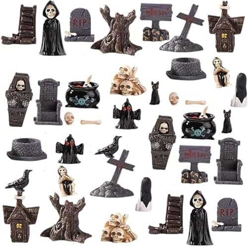 38pcs Resin Mini Figurines Spooky Ornaments For Micro‑Landscape and Gifts