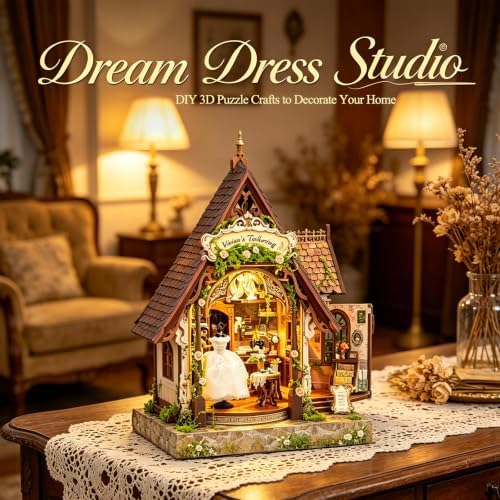 Book Nook Dream Dress Studio Miniature House Kit with LED Lights