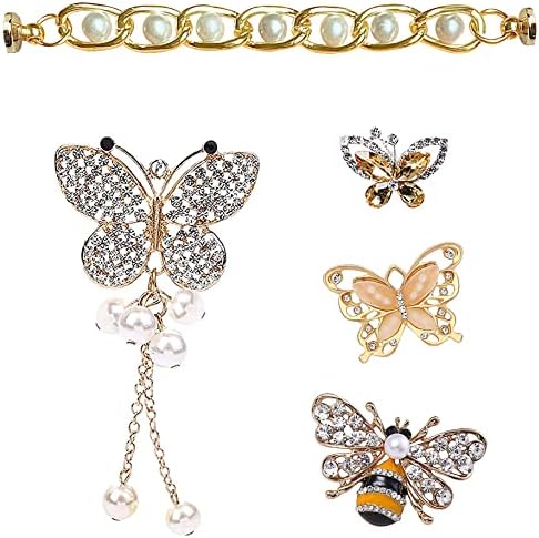 ZOKUZO Chic Bling Shoe Charms Gold and Sliver Designer Jewels Pretty Cute Chains Decorations Accessories for Women Girl Adults