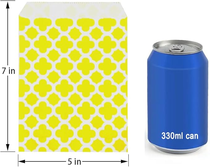 KEYYOOMY 100 Pcs Yellow Candy Buffet Bags Small Cookie Bags Polka Dot Paper - Image 2