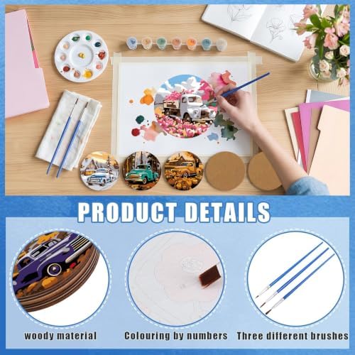 8 Pack All Season Paint by Numbers Kits Coasters with Holder Cork Pads