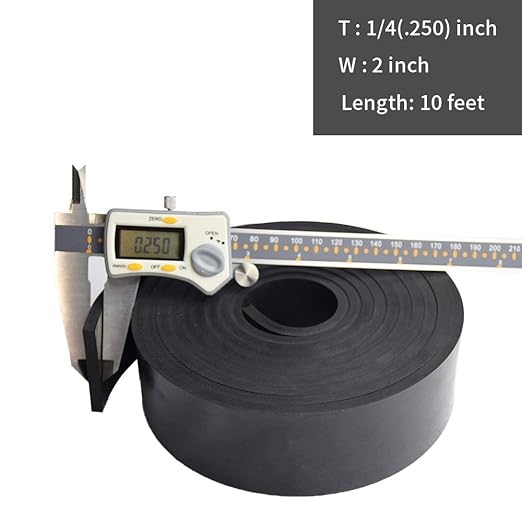 DOBTIM Neoprene Rubber Strips 1/4" Thick X 2" Wide X 10' Long, Solid Rubber - Image 2