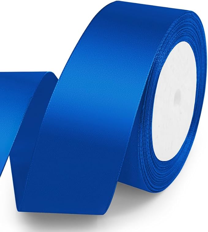 KMER LIFE Solid Color Royal Blue Satin Ribbon 1-1/2 Inches x 25 Yards, Ribbons by KMERLIFE