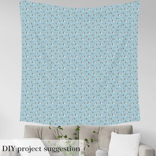jejeloiu Merry Christmas Fabric by The Yard Mallard Duck Upholstery Fabric for Chairs Xmas Snowflake Waterproof Indoor Outdoor Decor for DIY Sewing Craft Projects 10 Yards