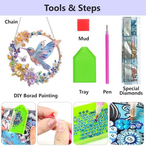 AIBOERL Diamond Art Kits for Adults,Hummingbird Acrylic Hanging Suncatcher