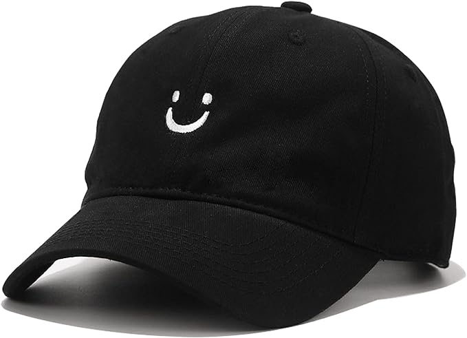 Umeepar Smile Face Baseball Cap for Women Men Adjustable Low Profile Unstructured Cotton Dad Hat