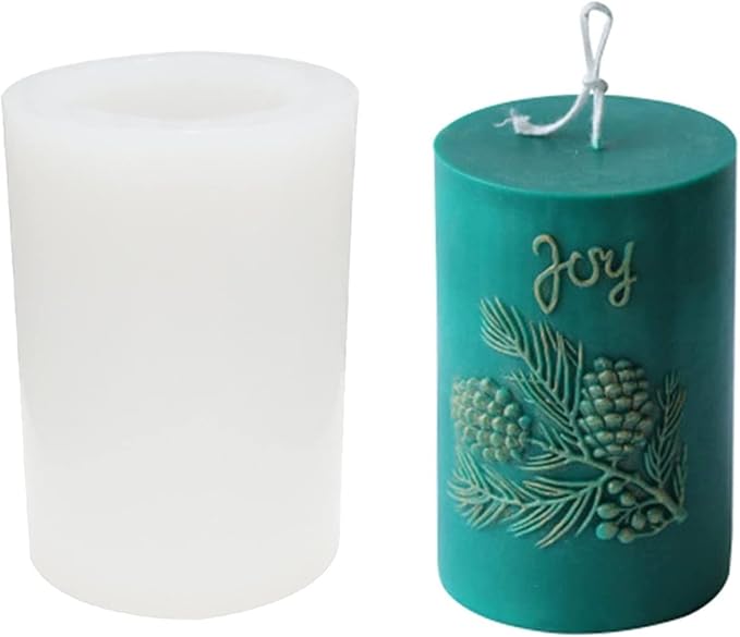 3D Cylinder Pine Cone Candle Mold, Silicone Clay Soap Mould by NINEXY