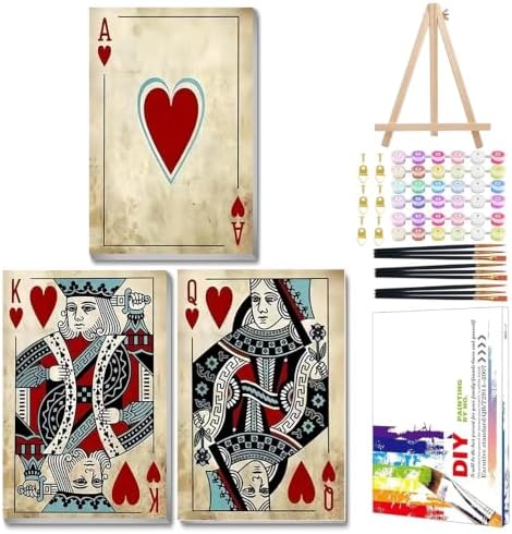 Mandun Poker Paint by Numbers Kit for Adults, 3 Pack, 7.8x11.8 inch