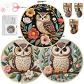 Santune Embroidery Kit for Beginners Needlepoint Cross Stitch Kits Adult Needle Point Sets with Owl Embroidery Patterns, Includes Step-By-Step Instructions and Accessories