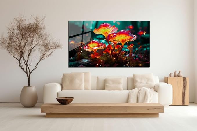 SpiritualHands Fantastic Mushrooms Glass Wall Art Oil Painting - Image 5
