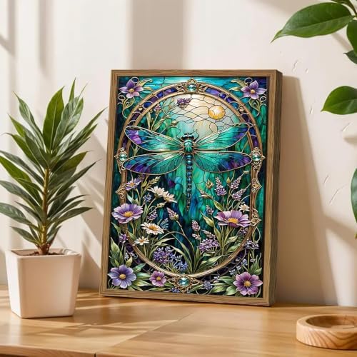 GOUOYANA Paint By Numbers Kit for Adults-Dragonfly and Flower Funny Canvas
