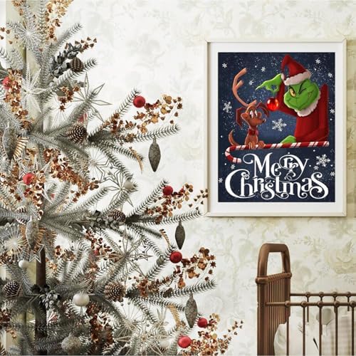 Christmas Paint by Numbers for Adults with Framed Canvas-with Wooden Easel,Paint by Numbers Kits Framed Canvas,DIY Acrylic Oil Painting Kits with Brushes Nice Gift Box for Home Wall Decor(12x16 Inch)