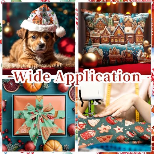 Hahafelt 10 Pcs Christmas Gingerbread Quilting Fabric Bundles 20 x 20 Inch