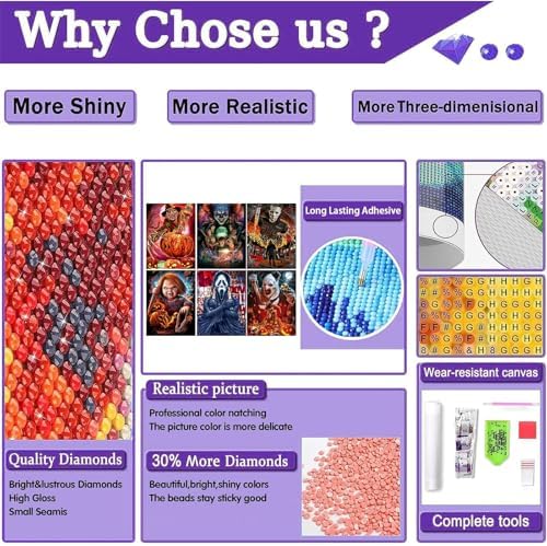 6 Pack Halloween Diamond Art Kits for Adults without Frame 12x16 Inch