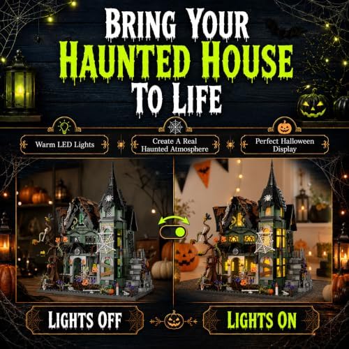 Horror Haunted House Building Blocks Set with LED Light for Adults