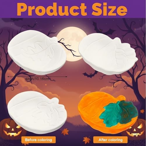 Reallnaive 6 Set Fall Ceramic Pumpkin Bowls to Paint Craft Kit