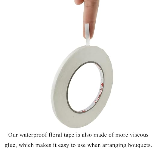 HAHIYO White 0.25Inch Wide Floral Tape, Waterproof Florist Tape Flower Wrap - Image 4