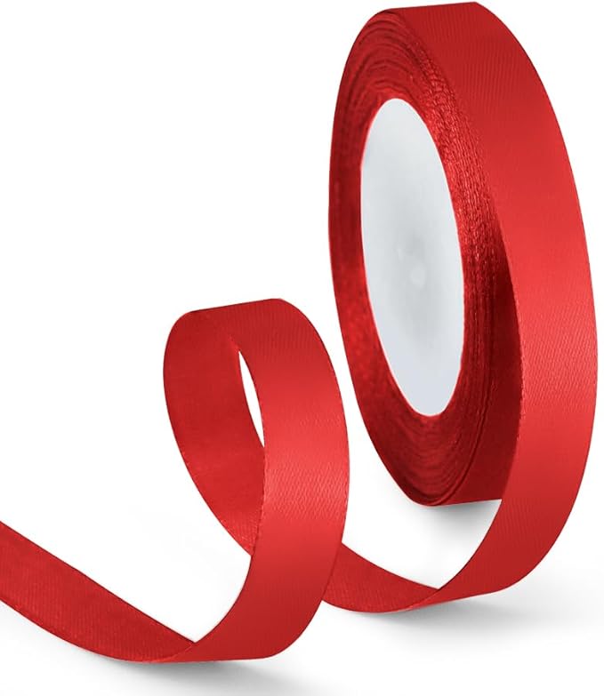 5/8 Inch 25 Yards Satin Ribbon Wine Red, Solid Color Fabric Ribbon by HimBen