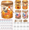 24 Sets 4th of July DIY Craft Kits Patriotic Plastic Mason Jar Making Craft Gifts Bulk American Flag Table Centerpieces 250th Independence Day Decoration for Anniversary Classroom Activities