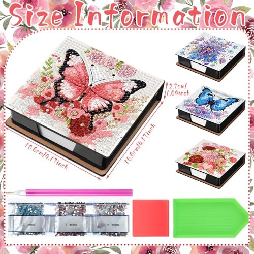 Saillong Butterfly 4 Pcs Diamond Painting Note Box Kit Sticky Note Holders
