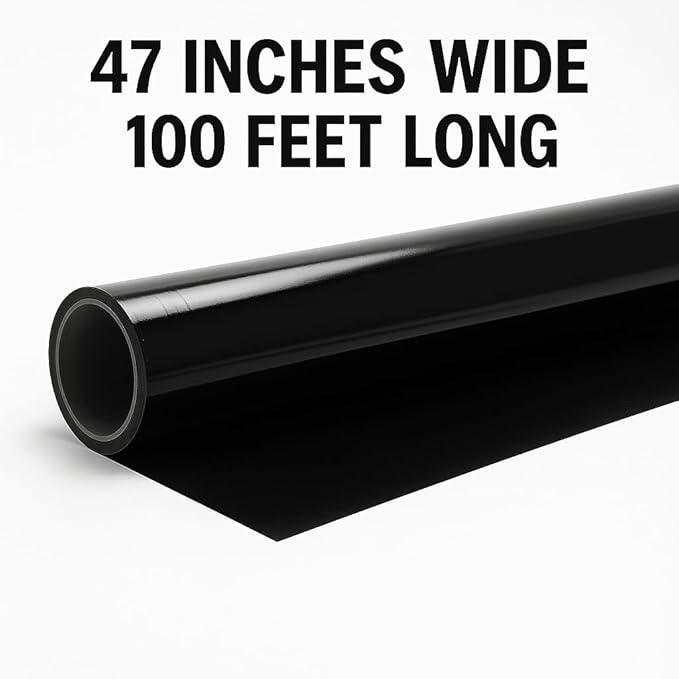 Anderson's Black Shiny Metallic PVC Roll: 47" x 100' Flame-Resistant Event Decor - Image 2