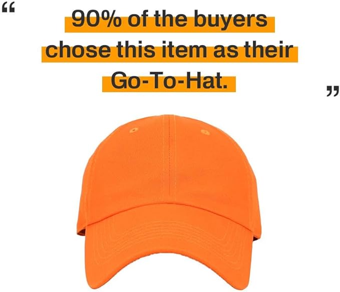 KBETHOS Classic Unisex Cotton Adjustable Low Crown Baseball Cap – Plain Dad Hat