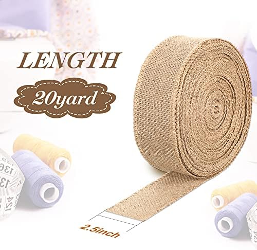 20 Yard 2.5 Inches Burlap Ribbon Wide Jute Ribbon Natural Burlap Fabric Roll - Image 2
