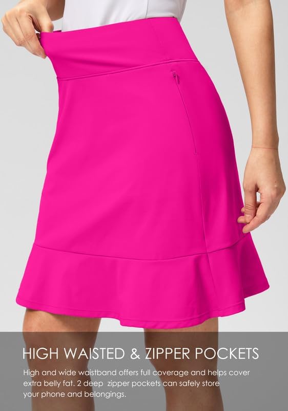 Viodia 20" Knee Length Skorts Skirts for Women with Pockets High Waisted Athletic Tennis Golf Skort for Casual Summer