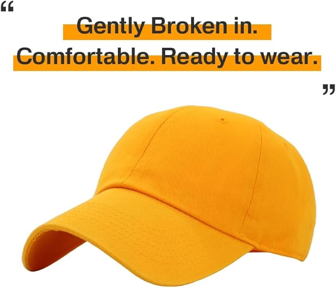 KBETHOS Classic Unisex Cotton Adjustable Low Crown Baseball Cap – Plain Dad Hat