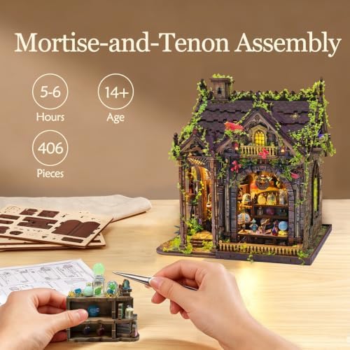 3D Wooden Puzzle for Adult Magic DIY Miniature House Kit with LED