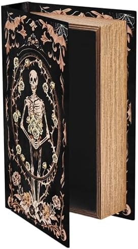 Halloween Book Box Faux Book Storage Boxes Vintage Skull Flower Pattern 9.1 x 5.9 x 2 Inch Storage Organizers for Jewelry Trinket Wedding Memories Hobby Keepsake Photos Home Office Decor