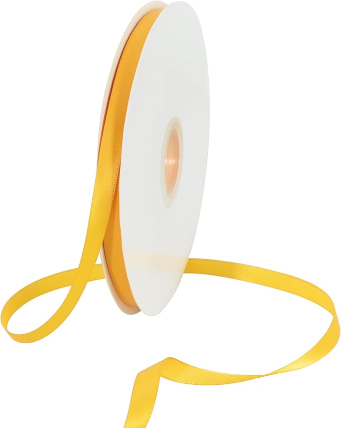 TONIFUL 3/8 Inch x 100yds Yellow Satin Ribbon Thin Solid Fabric Ribbons Roll by TONIFUL