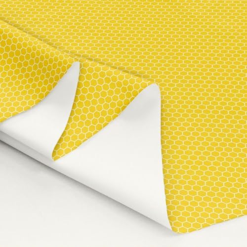 Yellow Honeycomb Upholstery Fabric for Chairs Hexagon Beehive DIY Fabric by The Yard for Craft Lovers 181"x63", Simplistic Geometrical Honey Bee Quilting Fabric