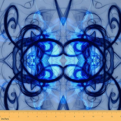 Blue and Cyan Kids Fabric by The Yard 5 Yard Abstract Lines Upholstery Fabric for Chairs Bedroom Decor Geometric for Home DIY Projects, Waterproof Indoor Outdoor Decor Modern Art Blue