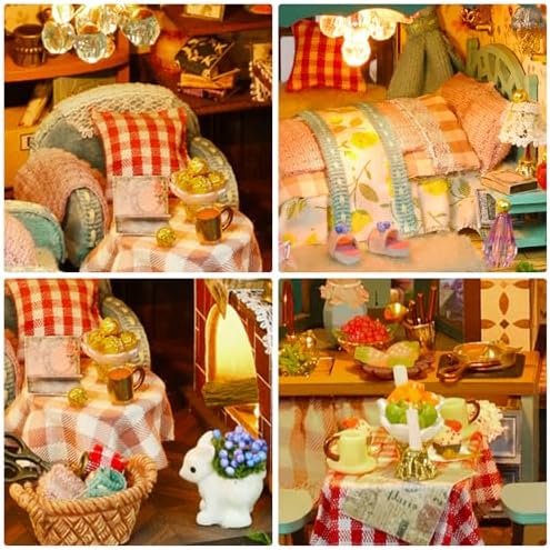 Dollhouse Kit, DIY Miniature House Kit w/LED for Adults
