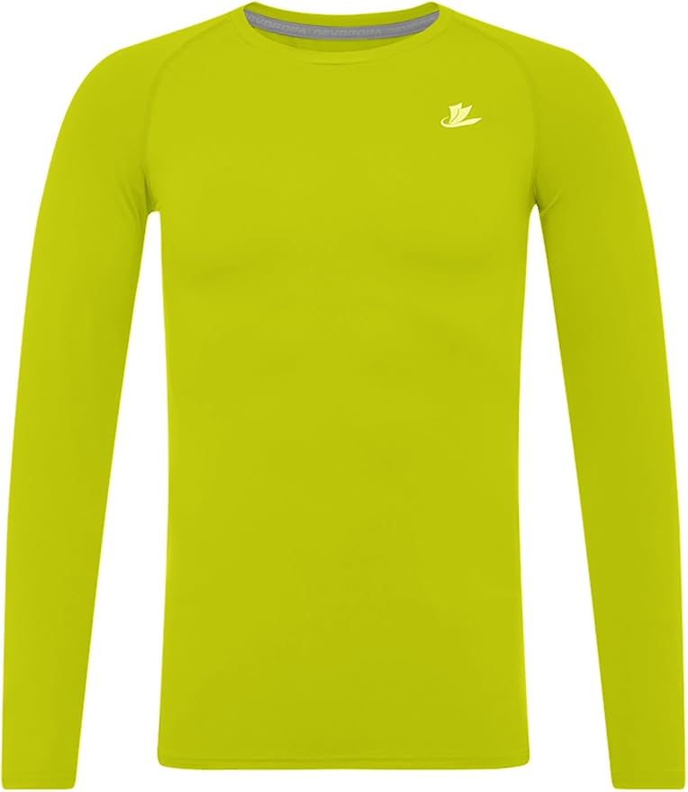 DEVOROPA Youth Boys Compression Shirt Long/Short Sleeve Football Baseball Undershirt Quick Dry Kids Sports Baselayer Crewneck