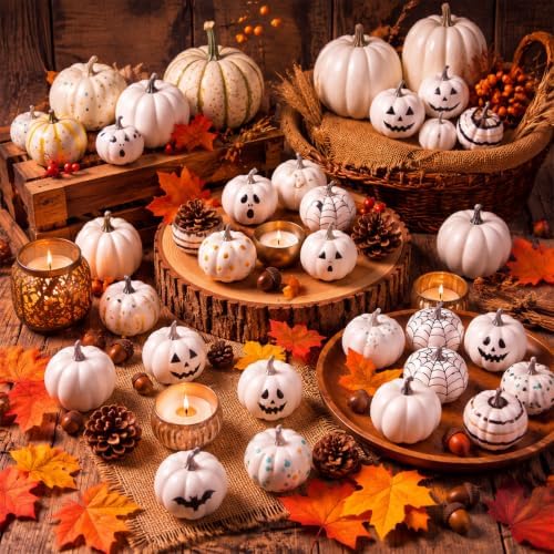 100 Pcs DIY Pumpkin Painting Kit for Fall Halloween 84 Foam Pumpkins Crafts