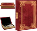 Vintage Book Shaped Storage Box 9.1 x 5.9 x 2 Inch Faux Book Trinket Box Red Retro Pattern Decorative Storage Organizers for Jewelry Trinkets Wedding Keepsake Photos Home Bookshelf Decor