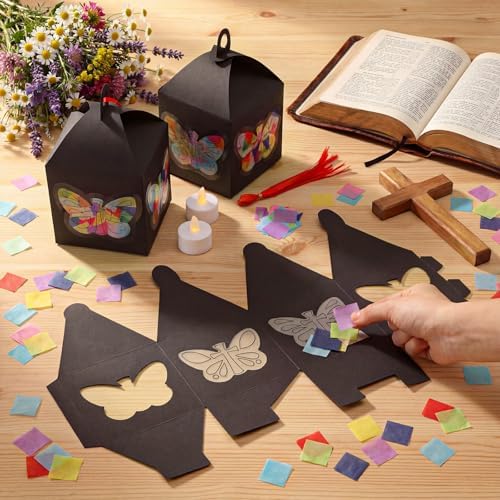 Simgoing 12 Set Lantern Craft Butterfly Cross Tissue Paper Religious Craft