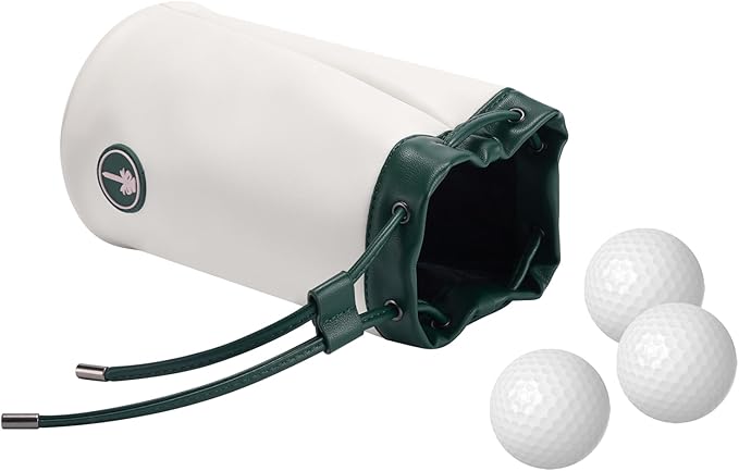 PINKTEE Golf Valuables Pouch Leather Golf Tee/Ball Bag with Drawstrings Bucket Waist Design, Golf Accessories Organizer for Women Men