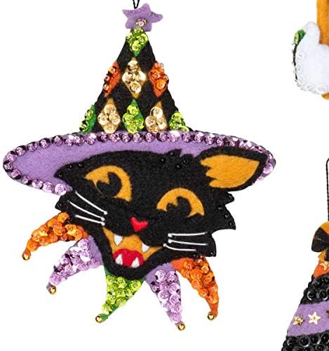 Bucilla 89276E Felt Applique Ornament Kit, Vintage Halloween, Set of 6