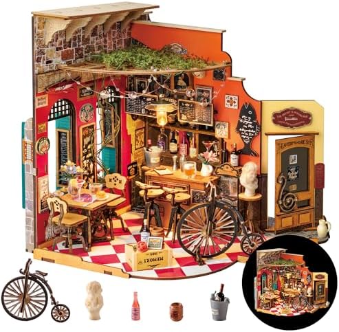 Rolife DIY Miniature House Kit Cheers Bar Dining, 3D Book Nook Bookshelf Decor for Adults, Mini Model House Kits, DIY Crafts Kit Halloween for Adults (Cheers Bar Dining)