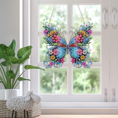AIBOERL Diamond Art Kits for Adults, Butterfly Acrylic Hanging Suncatcher