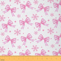 JEJELOIU Cute Bow Fabric by The Yard Xmas Snowflake Upholstery Fabric for Sewing Crafting Merry Christmas Waterproof Indoor Outdoor Decor for Home DIY Projects 5 Yards